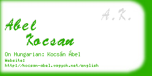 abel kocsan business card